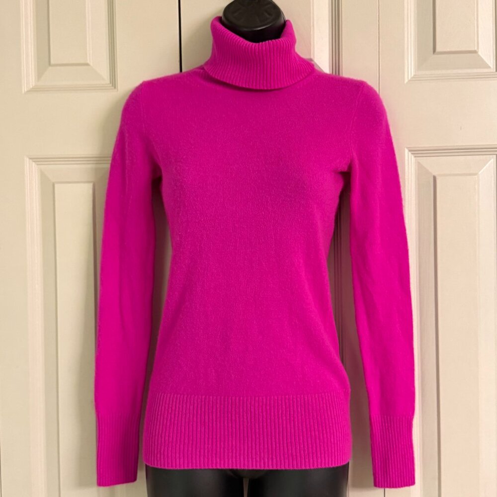 J.Crew Italian Cashmere Turtleneck Sweater XXS Hot Pink Fuchsia